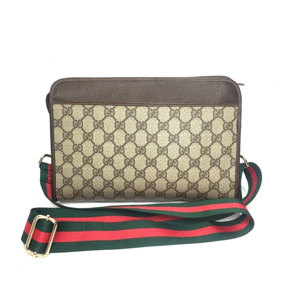 Authentic Gucci brown monogram coated canvas crossbody bag clutch - Picture 9 of 16